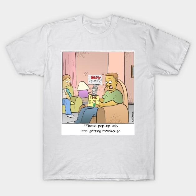 Pop-Up Ads T-Shirt by cartoonistnate